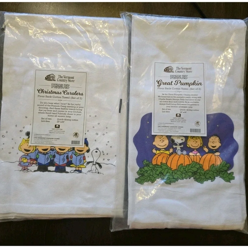 Lot Of 2 The Vermont County Store Peanuts Flour Sack Cotton Towels
